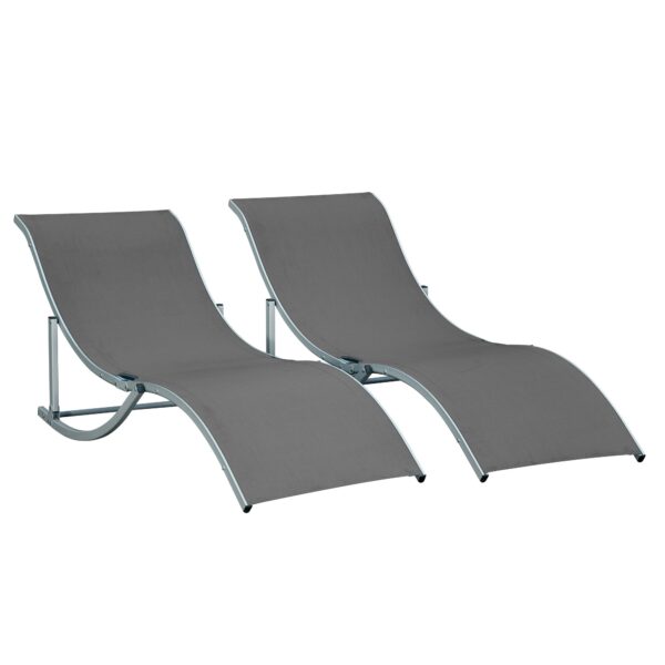 EASYCOMFORT Set van 2 opvouwbare tuinstoelen, ligstoel van aluminium en textiel, 61x165x63cm