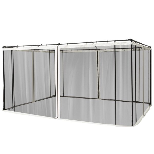 EASYCOMFORT Klamboe voor Gazebo 3x4m met ritsen en ringen, panelen 352x207cm - Zwart/Beige