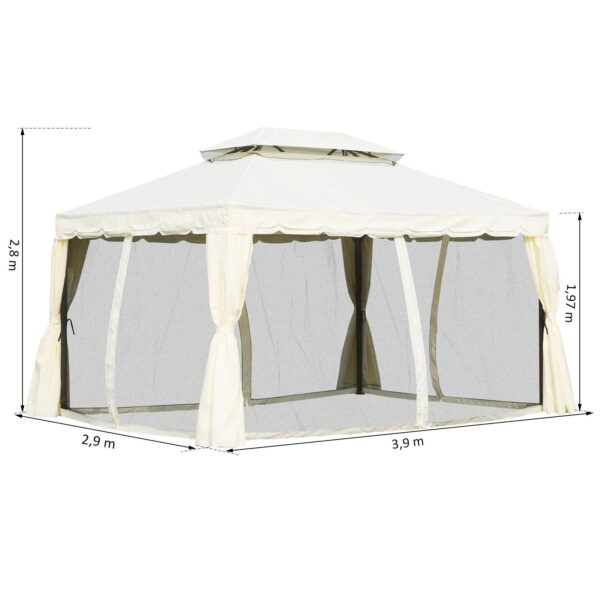 EASYCOMFORT Tuinhuisje met dubbel dak, klamboes, tenten, crèmewit 3x4m