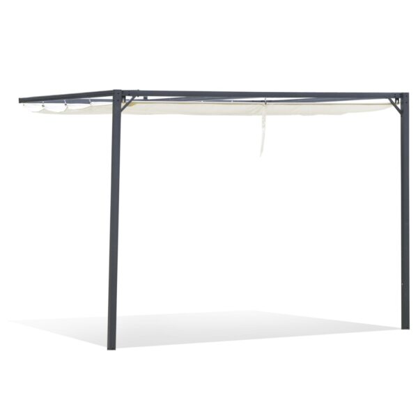 EASYCOMFORT Wandpergola 3x3m voor tuin in metaal met schuifdak crèmewit