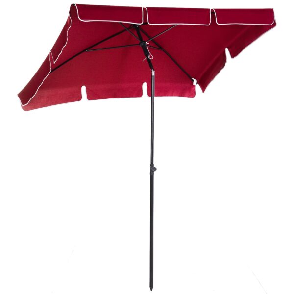 EASYCOMFORT Rechthoekige parasol 2x2,4 m met verstelbare helling, rood en zwart