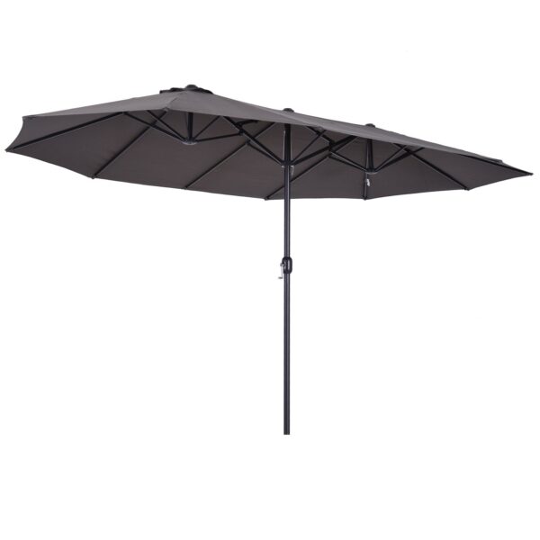 EASYCOMFORT Dubbele tuinparasol, van stof en polyester, 4,6 x 2,4 m, grijs