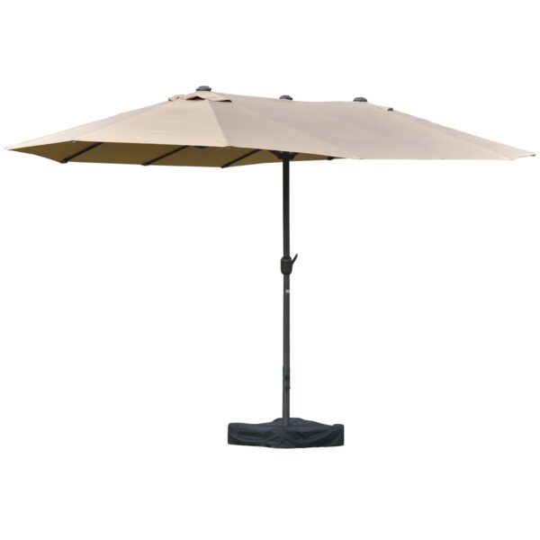 EASYCOMFORT Dubbele Tuinparasol 460x270cm Met zwenlopening, kruisvoet en ballast, staal en kaki polyester