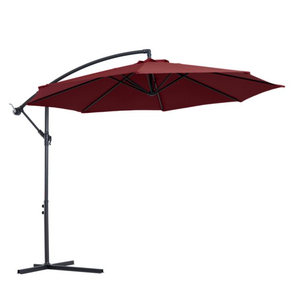 Easycomfort Buitenparasol 3x2,5 m Donkerrood Gedecentraliseerd, Anti-UV Polyester en Staal met Handvat