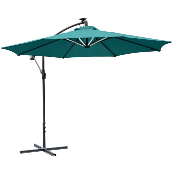 Easycomfort Tuinparasol Ø3x2,5 m in armband met handleiding en 8 LED-strips met zonne-energie, groen