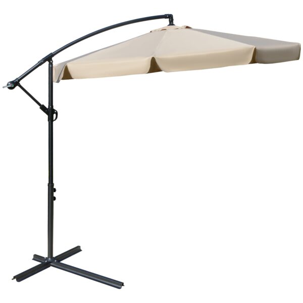 EASYCOMFORT Tuinparasol Ø2,7x2,7m met arm en verstelbare kap, lichtbruin