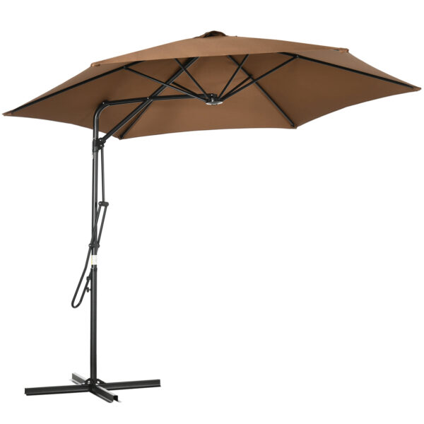 EasyComfort Tuinparasol 3x2,5 m van metaal en polyester met 6 baleinen met kruisvoet, bruin