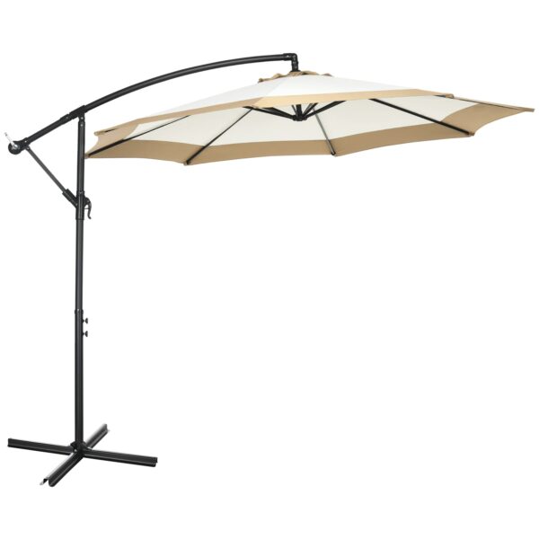 EASYCOMFORT 3x2 m tuinparasol van staal en polyester met kruisvoet en luchtinlaat, bruin en crème