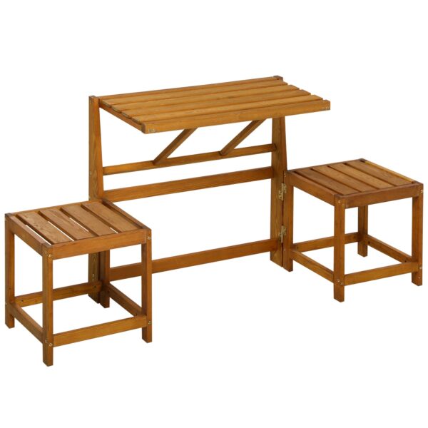 EASYCOMFORT Tuinset 2 in 1, Tuintafel en stoel of Tuinpaneel voor 2 personen Kleur Teak