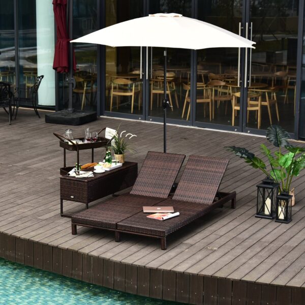 EASYCOMFORT 2-zits ligstoel in bruin PE-rotan met witte matras