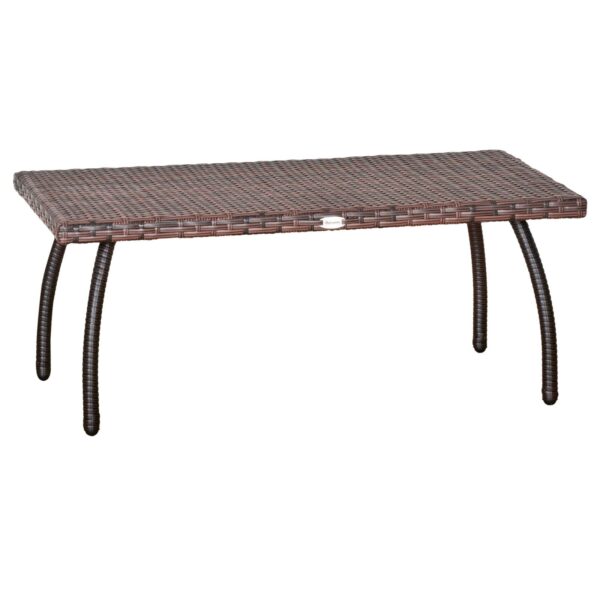 EASYCOMFORT Tuin- en buitensalontafel van synthetisch rotan, waterbestendig terrazzo bruin 90x50x35cm