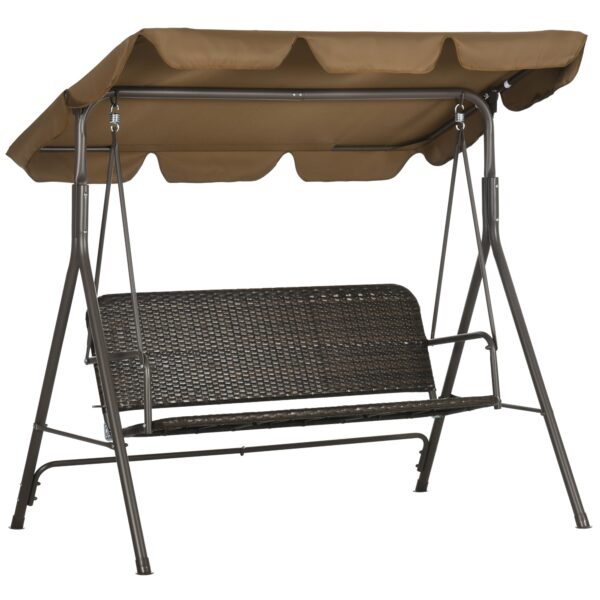 EASYCOMFORT 3-zits tuinschommel met verstelbare kap van PE-rotan en staal, 167x112x153cm