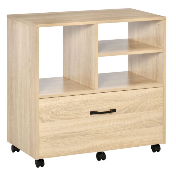 EASYCOMFORT Multifunctionele mobiele printerstandaard voor op kantoor met 5 wielen en verstelbare plank, 77x40x73cm - Hout
