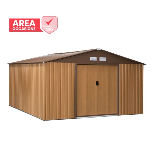 RUIMTE Retouren EasyComfort Tuinkast met 2 schroefdeuren en 4 persluchtpersen in staal en PP, 340x386x200cm, Geel