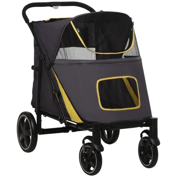 EASYCOMFORT Opvouwbare kinderwagen voor middelgrote honden met verbrand en gaasvensters, 112 x 65 x 100 cm