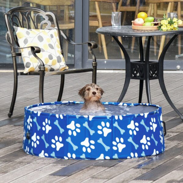 EASYCOMFORT Rigide Zwembad voor Middelgrote Honden 65kg van Hard en Antislip Plastic voor Tuin of Binnen, Blauw ?120x30cm