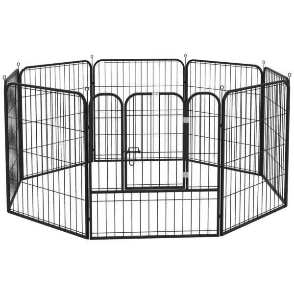 EASYCOMFORT Omheining voor honden en puppy's, modulaire omheining voor binnen- en buitenhonden van metaal en staal, 8 panelen, 79 x 79 cm