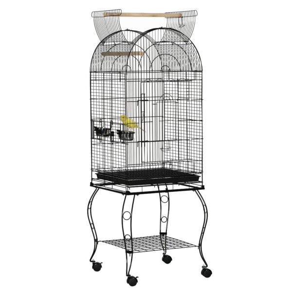 EASYCOMFORT Kooi voor vogels en kanaries, volière met wielen in zwart metaal 51x51x153 cm