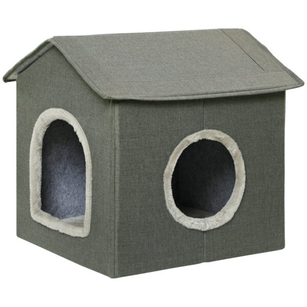 Easycomfort Kattenkast met wasbare jassen 2 ingangen, 39x43,5x40,5cm Grijs