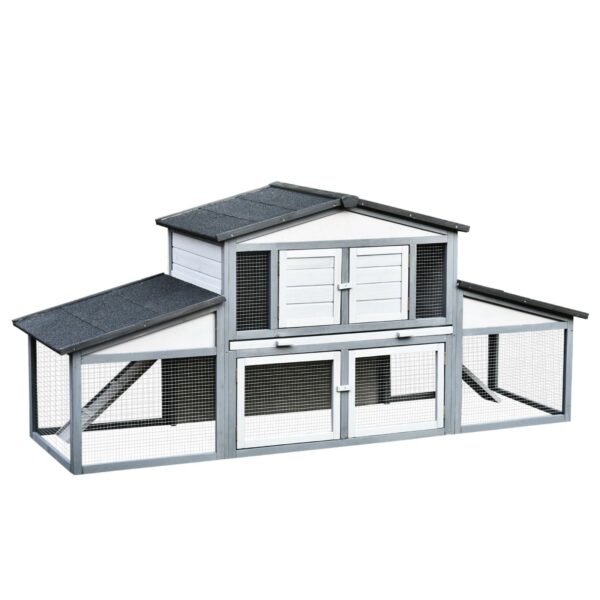 EASYCOMFORT Houten buitenhok voor 2-3 konijnen of knaagdieren Wit