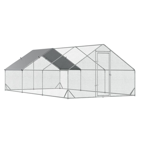 Easycomfort Tuinkip met zinken frame, waterdichte hoes en hexagonaal netwerk, 3x6x2m, zilver
