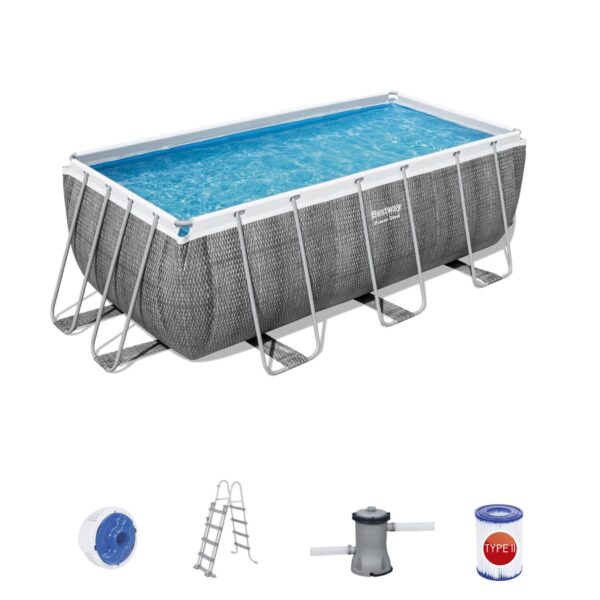 Bovengronds zwembad Bestway 56722 Frame Pool Power Steel (412x201x122h) Buitenhellingtrap + Filterpomp 8,124 liter