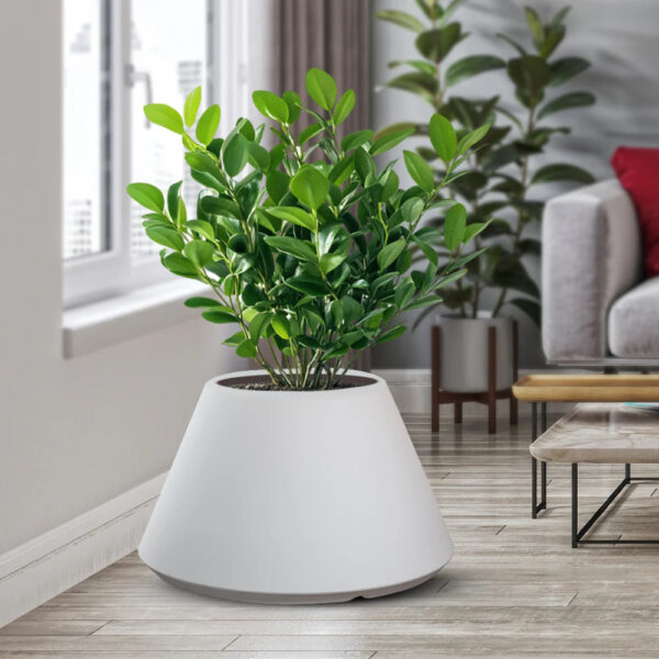 Divina Garden Binnenin Binnen Hars Vaas voor Conische Tondo Planten Ontwerp d.60x35h Witte Stromboli