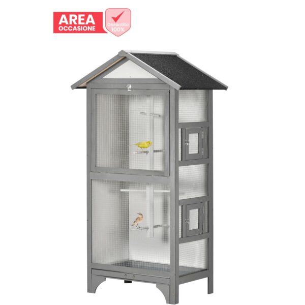 EasyComfort Retouren EasyComfort Outdoor Vogels Volley in Abete Wood, 80,5x57x158,5cm, Lichtgrijs