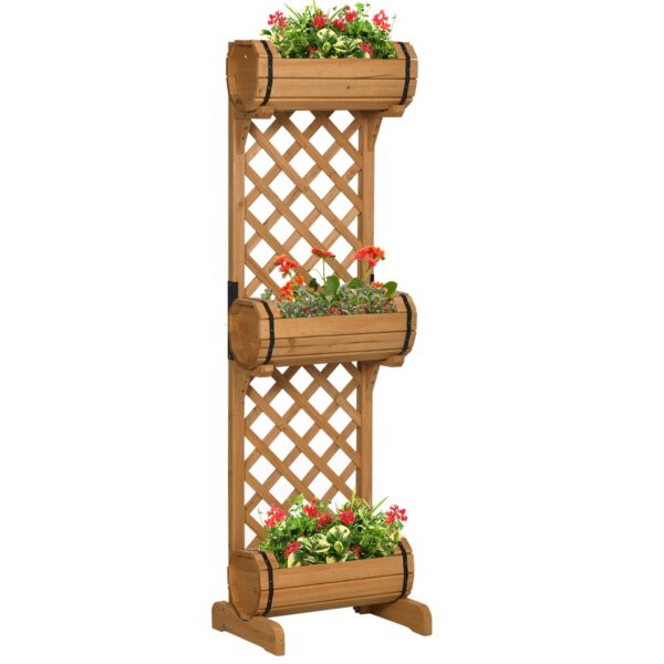 EASYCOMFORT 3 Half-vat plantenbakken voor buiten in bruin voor hout met klimrooster, 45x35x150 cm