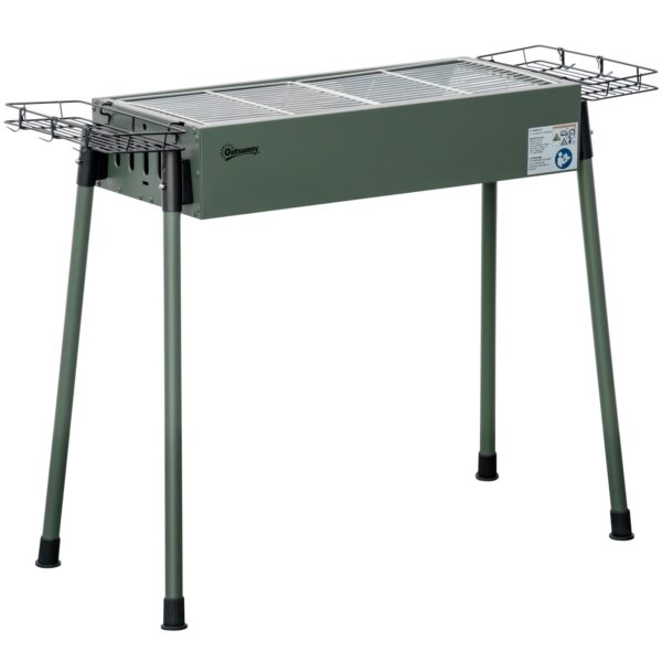 Easycomfort Barbecue tot Carbonella met 2 hanen en zijgordijn, 77x30x70cm, donkergroen