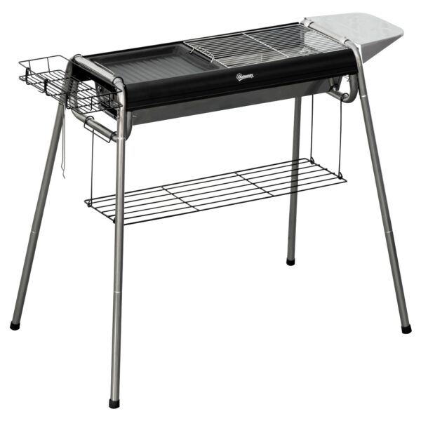 Easycomfort Carbonella Barbecue met rooster en kookplaat, kussen en randen, 96x61x72cm, zwart