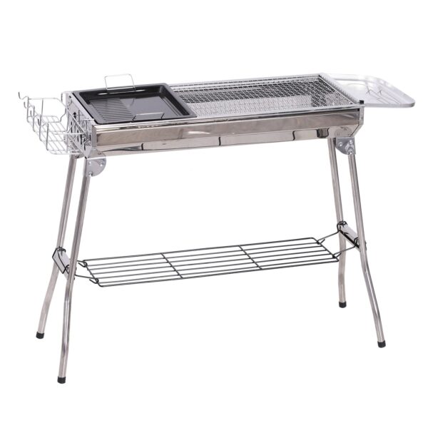 EASYCOMFORT Draagbare opvouwbare houtskoolbarbecue van staal 104x33x70cm