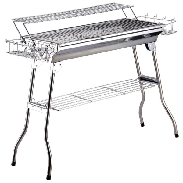 EASYCOMFORT RVS Barbecue Opvouwbare Poten 2 Roosters 100 x 43 x 68 cm