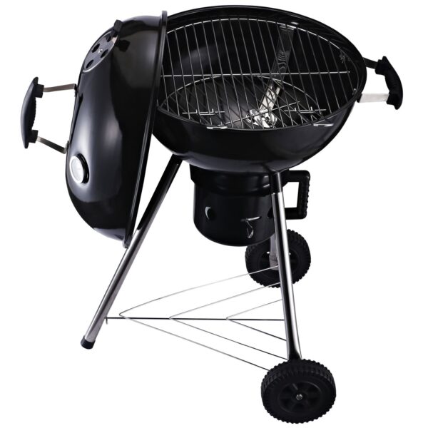EASYCOMFORT Gietijzeren Barbecue met 2 Wielen en 2 Grillroosters | Deksel met Thermometer, Ventiel en Onderplank | 50x63x94cm