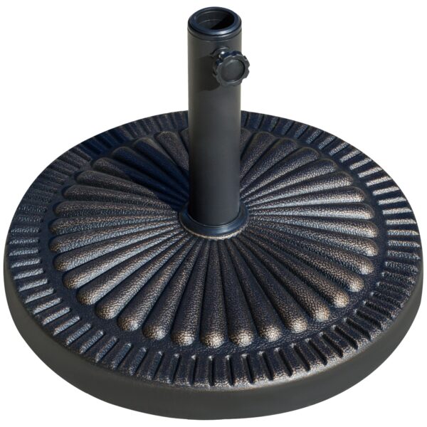 EASYCOMFORT 14,28 kg ronde hars parasolvoet met decoratie, voor 38 mm en 48 mm stokken, ?44x33cm, brons
