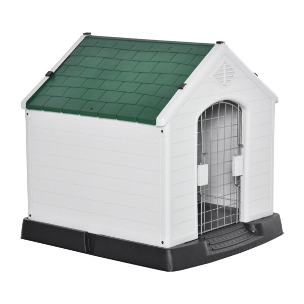 EASYCOMFORT Kunststof Kennel voor Kleine Honden voor Buiten en Binnen, Verwijderbare Poort, 66x73x69cm, Wit