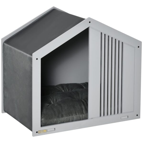 EASYCOMFORT Hondenkennel van stof en hout, voor dieren tot 12 kg, grijs