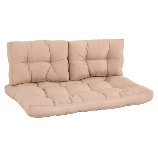 EASYCOMFORT Palletkussens Set van 3 Zit- en Rugkussens voor Bank met Pallets, Beige Polyester
