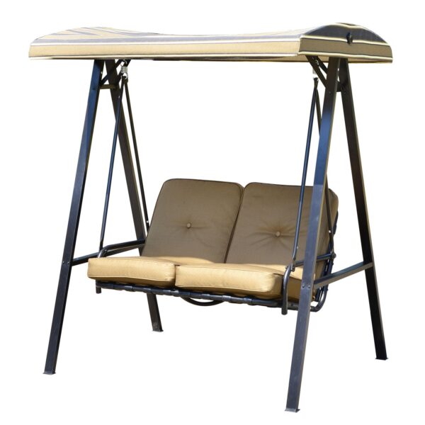 EASYCOMFORT 2-zits tuinschommel met verstelbaar dak, stalen constructie, 138 x 106 x 174 cm