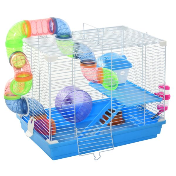 EASYCOMFORT 2-laags hamsterkooi met watertank, bak, buis en hamsterwiel, 46x30x37cm