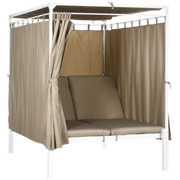 Easycomfort Latino Prensole 2-zits met dak, beschermgordijn en rek verstelbaar, 210x149x200 cm