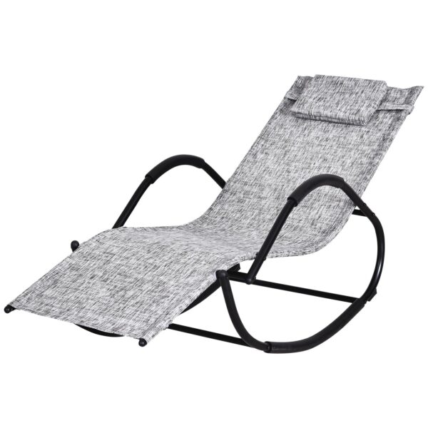 EASYCOMFORT Zero-gravity tuinschommelstoel, waterdicht, buitenschommelstoel met hoofdsteun, grijs 160x61x79 cm