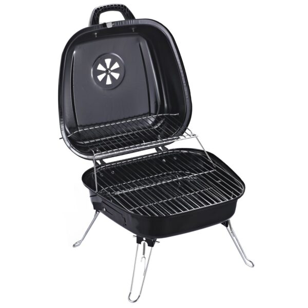 EASYCOMFORT Mini Reisbarbecue met Deksel en Opvouwbare Poten