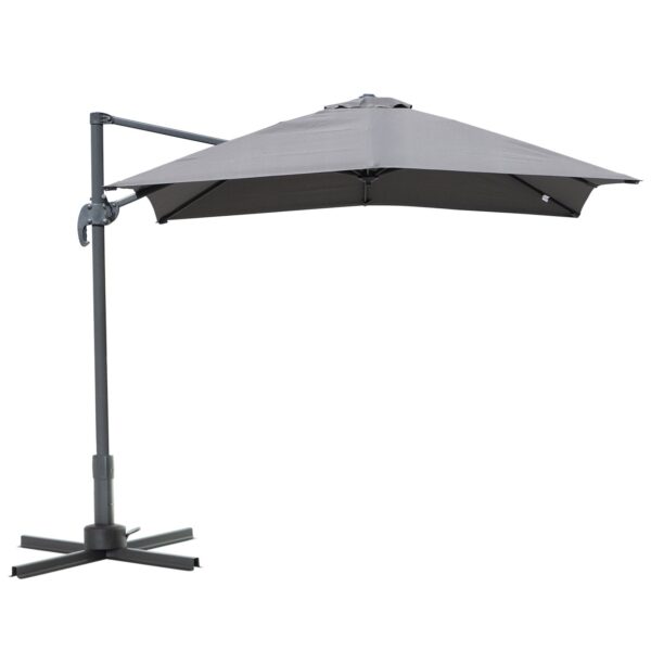 EASYCOMFORT Tuinparasol Slinger 250x250cm met 360° Rotatie, Verstelbare Parasol op 5 Niveaus, Grijs