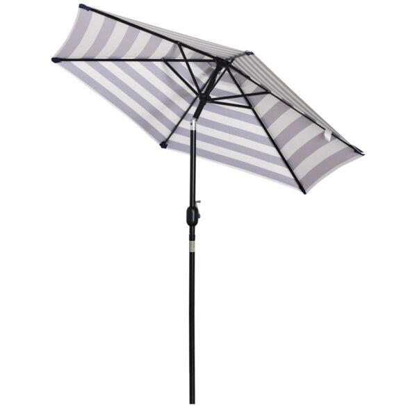 EASYCOMFORT Kantelbare parasol ?227cm, zwenlopening, metalen paal en 8 baleinen, blauw en wit