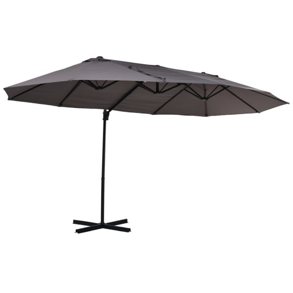 EASYCOMFORT Dubbele tuinparasol van metaal en waterdicht anti-uv-polyester, 440x270x250cm, grijs