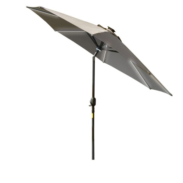 EASYCOMFORT Kantelbare parasol met zwengel en zonnepaneel LED-verlichting, grijs ?266x245cm