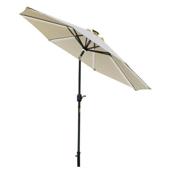 EASYCOMFORT Kantelparasol met zwenlopen, LED-verlichting en zonnepaneel, crèmewit ?266x245cm