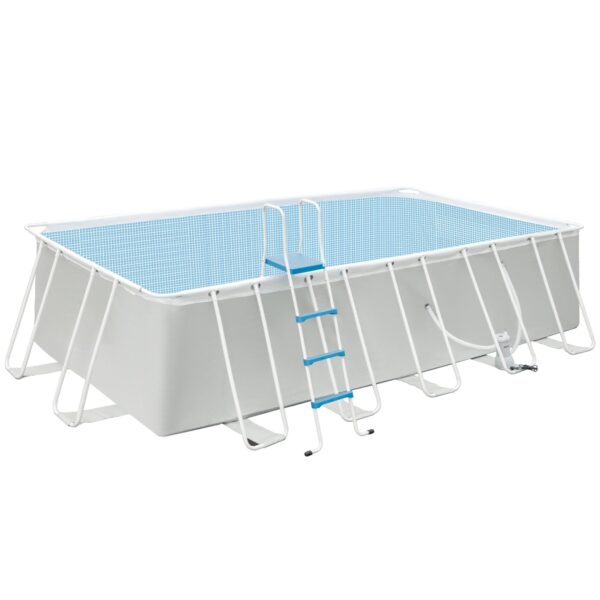 EASYCOMFORT Bovengronds zwembad van staal en versterkt PVC met filter, 580x310x122cm, lichtgrijs