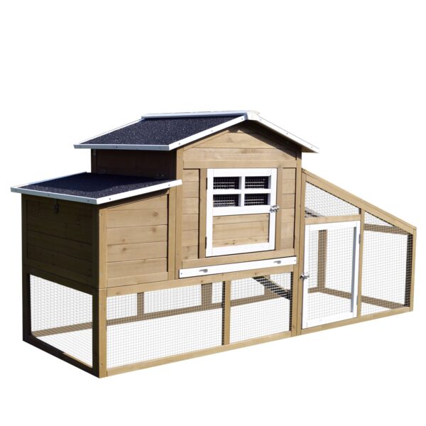 EASYCOMFORT Buitenkippenhok voor Legkippen met Loopgedeelte, Nestgedeelte en Uit mobiele Houten Tuinbak, 200x80x105 cm